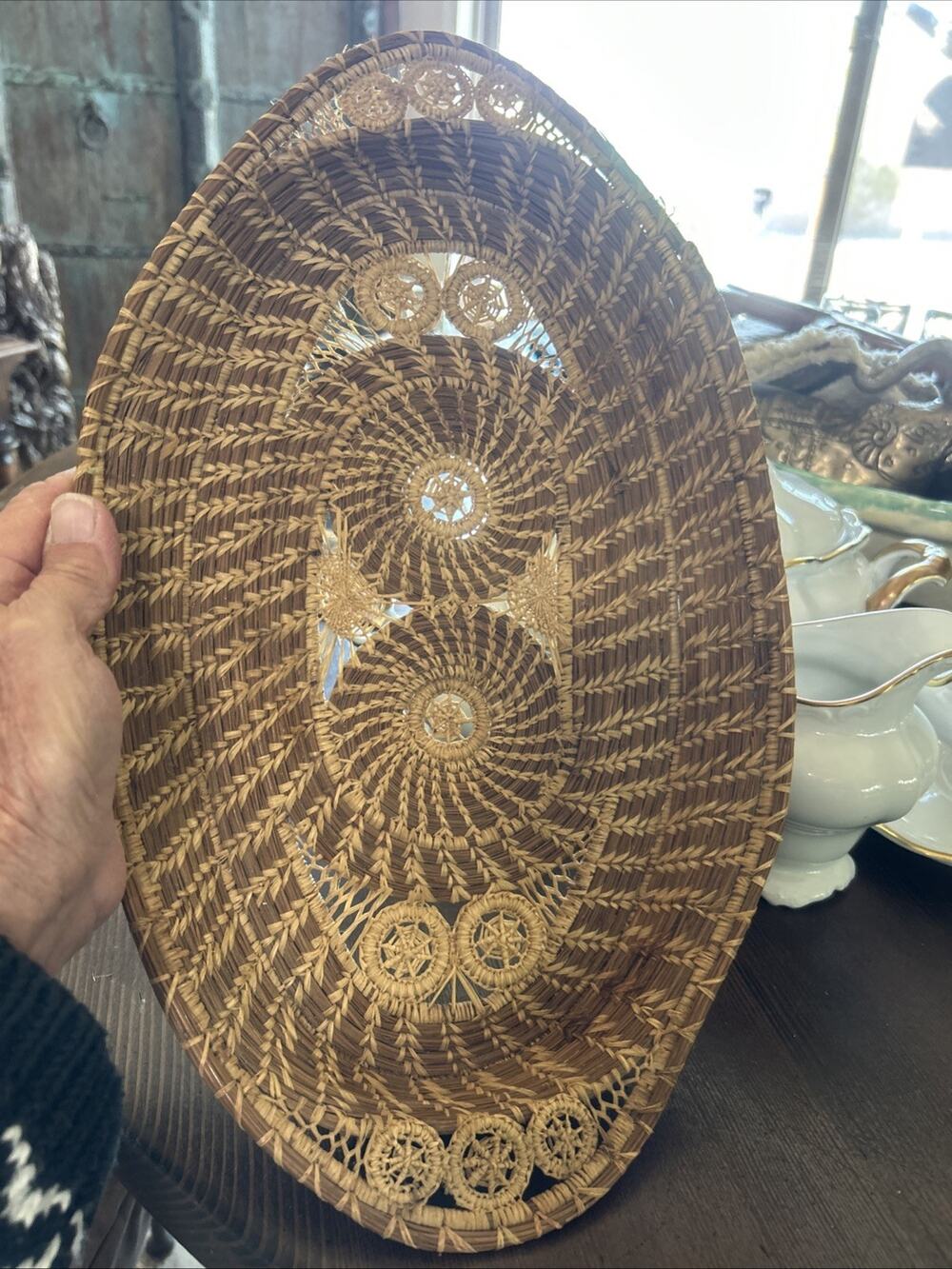 Pine Needle Basket Tray 15”